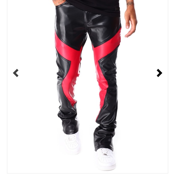 NWT!!! Mens fashion faux leather stacked color block jean; Sz 34W - Picture 5 of 7